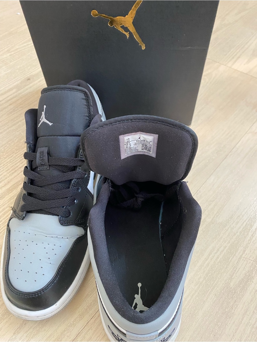Jordan Low-Top Sneakers in Black and Gray - Picture 3 of 4